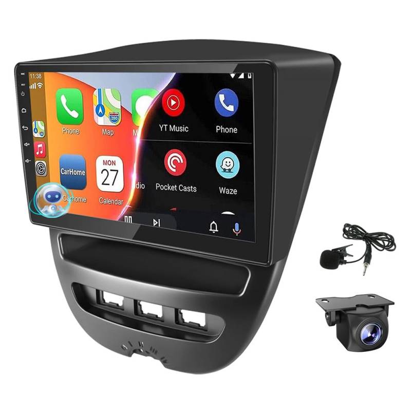 ihreesy 2G+32G Android Autoradio 2 Din kompatibel mit Peugeot 107/Citroen C1/Aygo 2004-2014, Android 13 10 Zoll Carplay Android Auto Autoradio mit GPS Navi WiFi Mirror Link FM/RDS SWC Rückfahrkamera von ihreesy