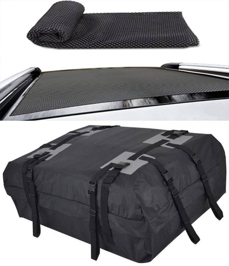 ihreesy 425L Faltbare Auto Dachkoffer Gepäckbox,Tragbar Dachtasche Aufbewahrungsbox Wasserdicht Gepäckbox Dachgepäckträger Tasche Dachbox Aufbewahrungsbox für Auto LKW SUV,mit Antirutschmatte von ihreesy
