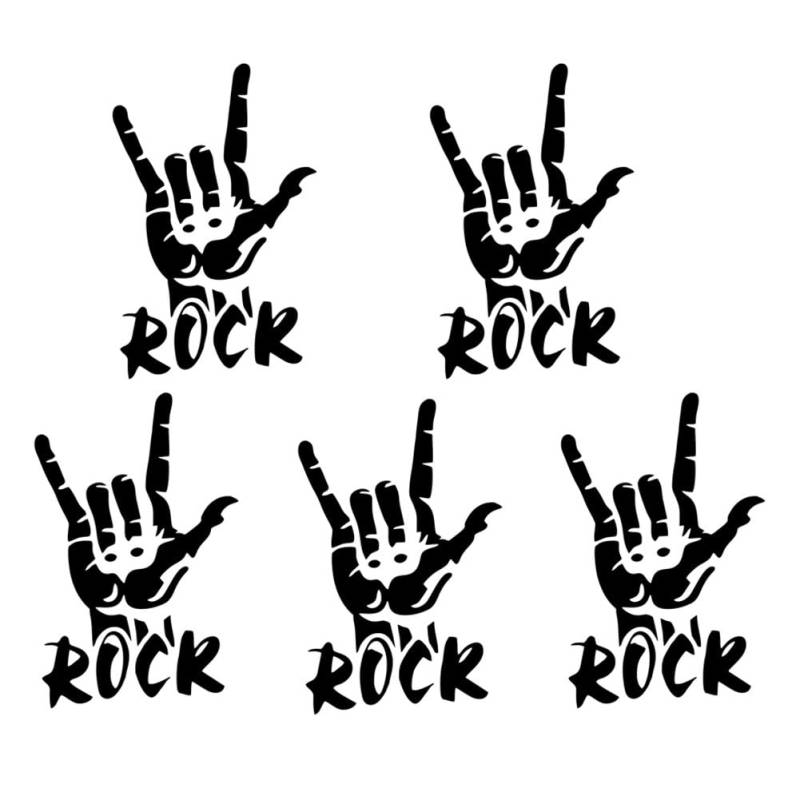 ihreesy 5 Stück Hand Rock Auto Aufkleber, Rock on Hand Autoaufkleber Autosticker Abziehbild Wand Tattoo Körper Aufkleber Selbstklebende Vinyl Grafik Aufkleber Dekoration,Schwarz von ihreesy