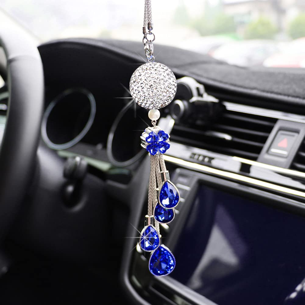 ihreesy Auto Rückspiegel Anhänger,Bling Bling Strass Auto Innenspiegel Anhänger Glitzer Kristall Ornament Hängende Dekoration Charm für Frauen Auto Innere Styling Zubehör,Blau ihreesy Auto Rückspiegel Anhänger,Bling Bling Strass Auto Innenspiegel Anhänger Glitzer Kristall Ornament Hängende Dekoration Charm für Frauen Auto Innere Styling Zubehör,Blau von ihreesy
