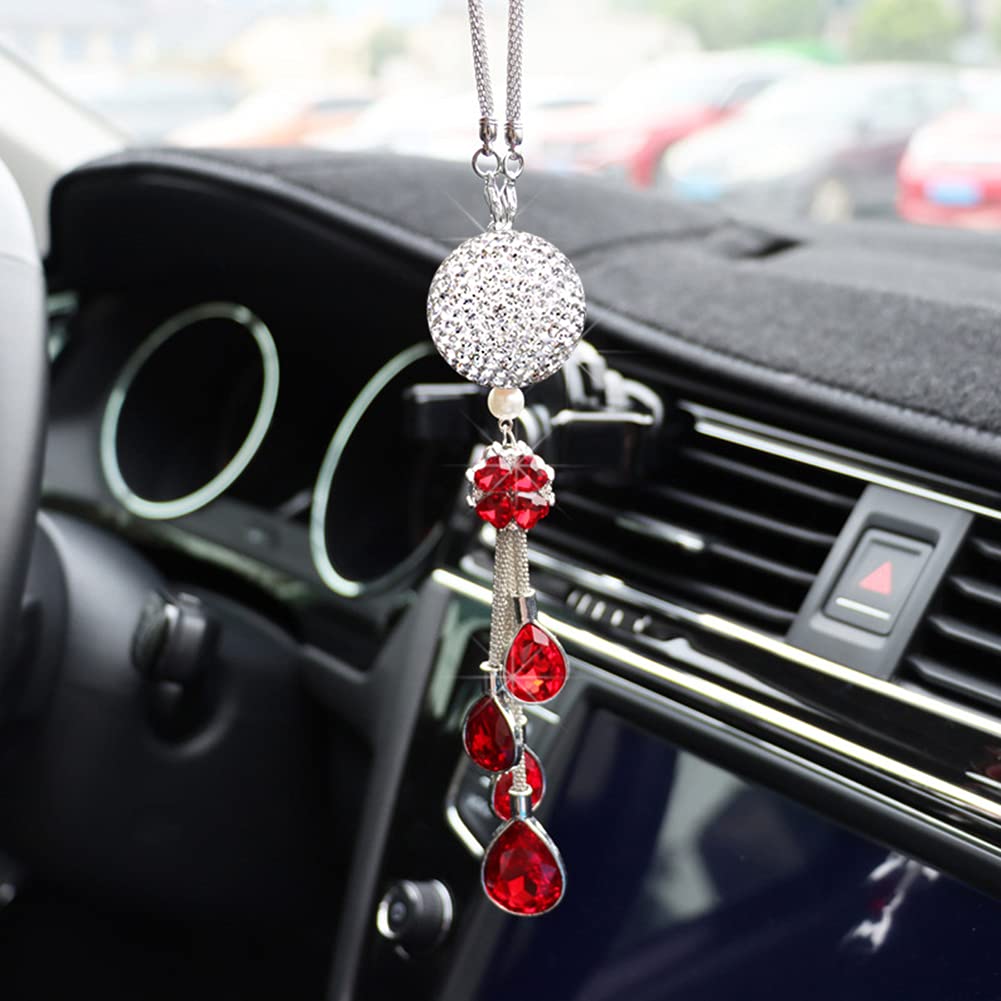 ihreesy Auto Rückspiegel Anhänger,Bling Bling Strass Auto Innenspiegel Anhänger Glitzer Kristall Ornament Hängende Dekoration Charm für Frauen Auto Innere Styling Zubehör,Rot ihreesy Auto Rückspiegel Anhänger,Bling Bling Strass Auto Innenspiegel Anhänger Glitzer Kristall Ornament Hängende Dekoration Charm für Frauen Auto Innere Styling Zubehör,Rot von ihreesy
