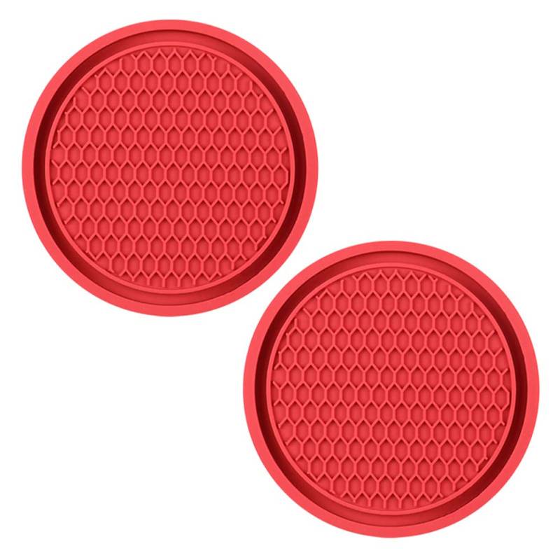 ihreesy Auto Silikon Untersetzer,2 Stück UIniversal Getränkehalter Pad PVC Auto Becherhalter Untersetzer Rutschfest Getränkeuntersetzer Cup Mat Auto Innenzubehör,Rot von ihreesy