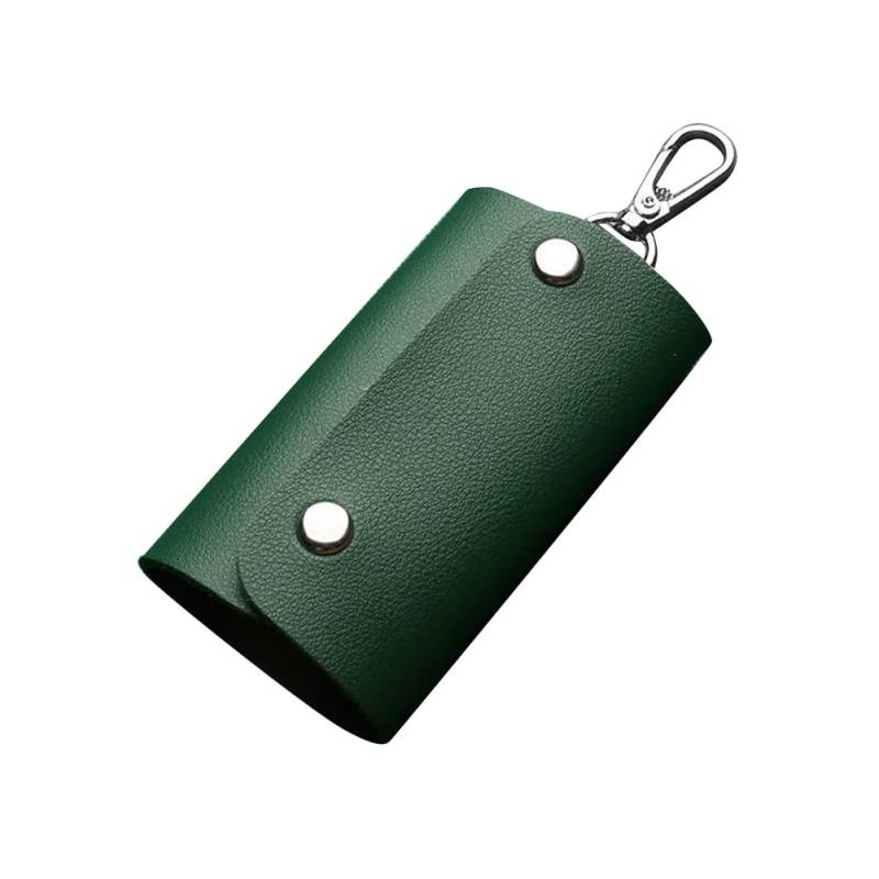 ihreesy Autoschluessel Tasche, Unisex PU Leder Auto Schlüsseletui Schlüsselbund mit 6 Schlüssel Haken Schlüsselanhänger Schlüsselmäppchen Schlüsselhalter für Männer und Frauen,Grün von ihreesy