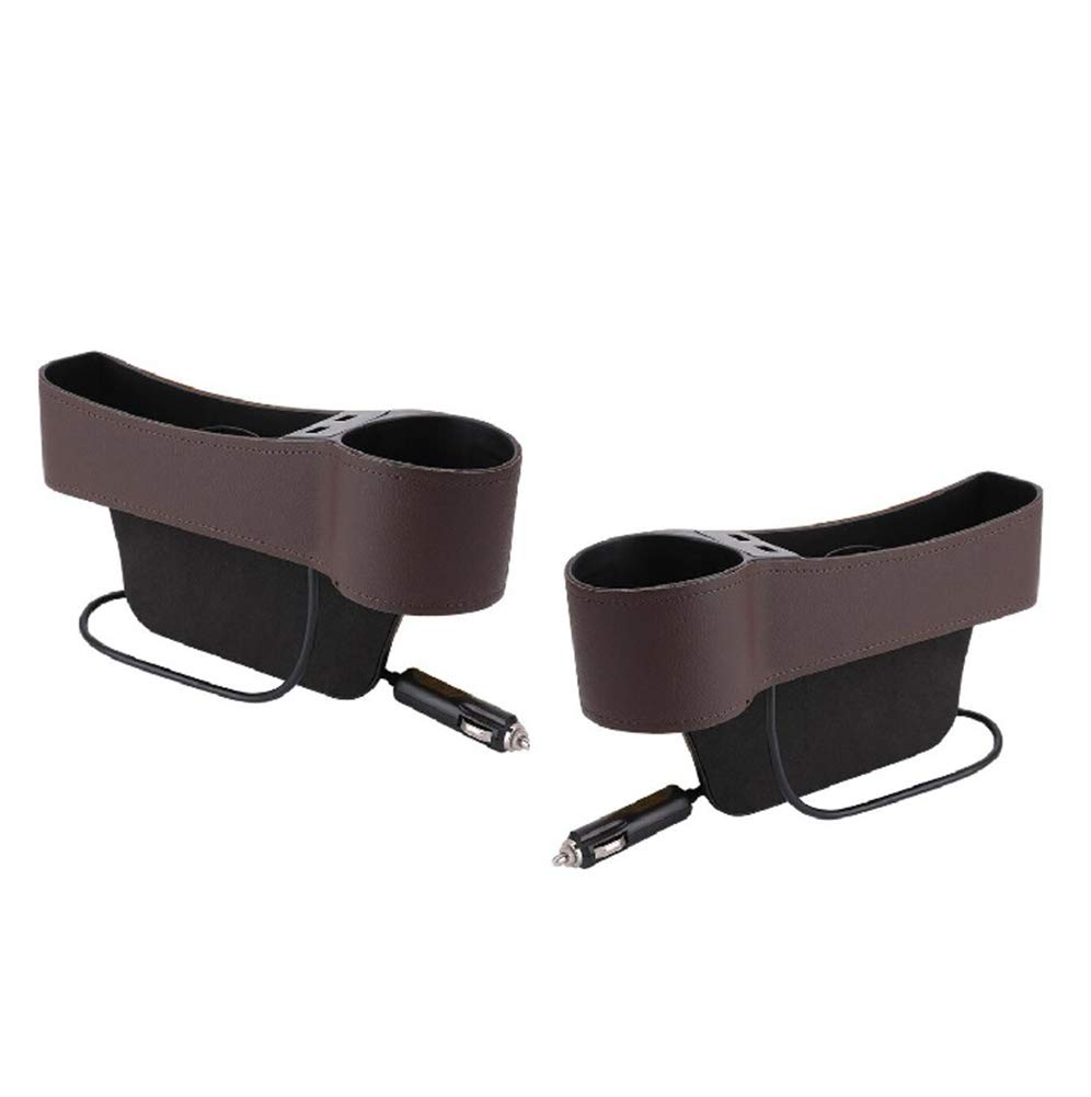 ihreesy Autositz Gap Organizer,PU Leder Autositz Fugendüse Aufbewahrungsbox Becherhalter Auto Seat Gap Organizer mit 2 USB Lade Löchern für Handys Schlüsselkarten,Braun Fahrerseite Beifahrerseite ihreesy Autositz Gap Organizer,PU Leder Autositz Fugendüse Aufbewahrungsbox Becherhalter Auto Seat Gap Organizer mit 2 USB Lade Löchern für Handys Schlüsselkarten,Braun Fahrerseite Beifahrerseite von ihreesy