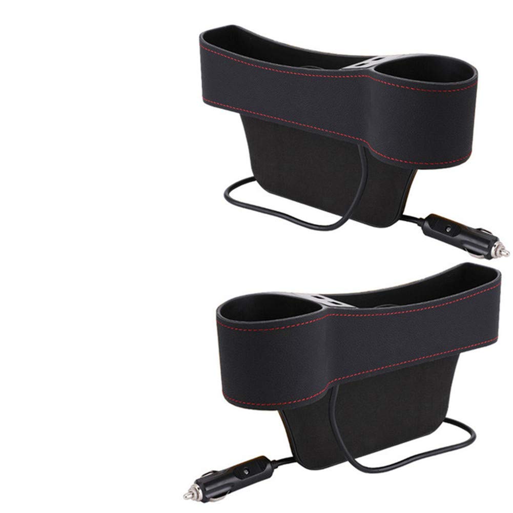 ihreesy Autositz Gap Organizer,PU Leder Autositz Fugendüse Aufbewahrungsbox Becherhalter Universal Auto Seat Gap Organizer mit 2 USB Lade Löchern,Rot Schwarz Fahrerseite Beifahrerseite ihreesy Autositz Gap Organizer,PU Leder Autositz Fugendüse Aufbewahrungsbox Becherhalter Universal Auto Seat Gap Organizer mit 2 USB Lade Löchern,Rot Schwarz Fahrerseite Beifahrerseite von ihreesy