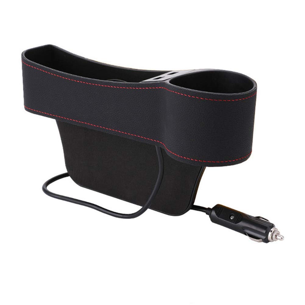 ihreesy Autositz Gap Organizer,PU Leder Autositz Fugendüse Aufbewahrungsbox Becherhalter Universal Auto Seat Gap Organizer mit 2 USB Lade Löchern für Handys Schlüsselkarten,Rot Schwarz Beifahrerseite ihreesy Autositz Gap Organizer,PU Leder Autositz Fugendüse Aufbewahrungsbox Becherhalter Universal Auto Seat Gap Organizer mit 2 USB Lade Löchern für Handys Schlüsselkarten,Rot Schwarz Beifahrerseite von ihreesy