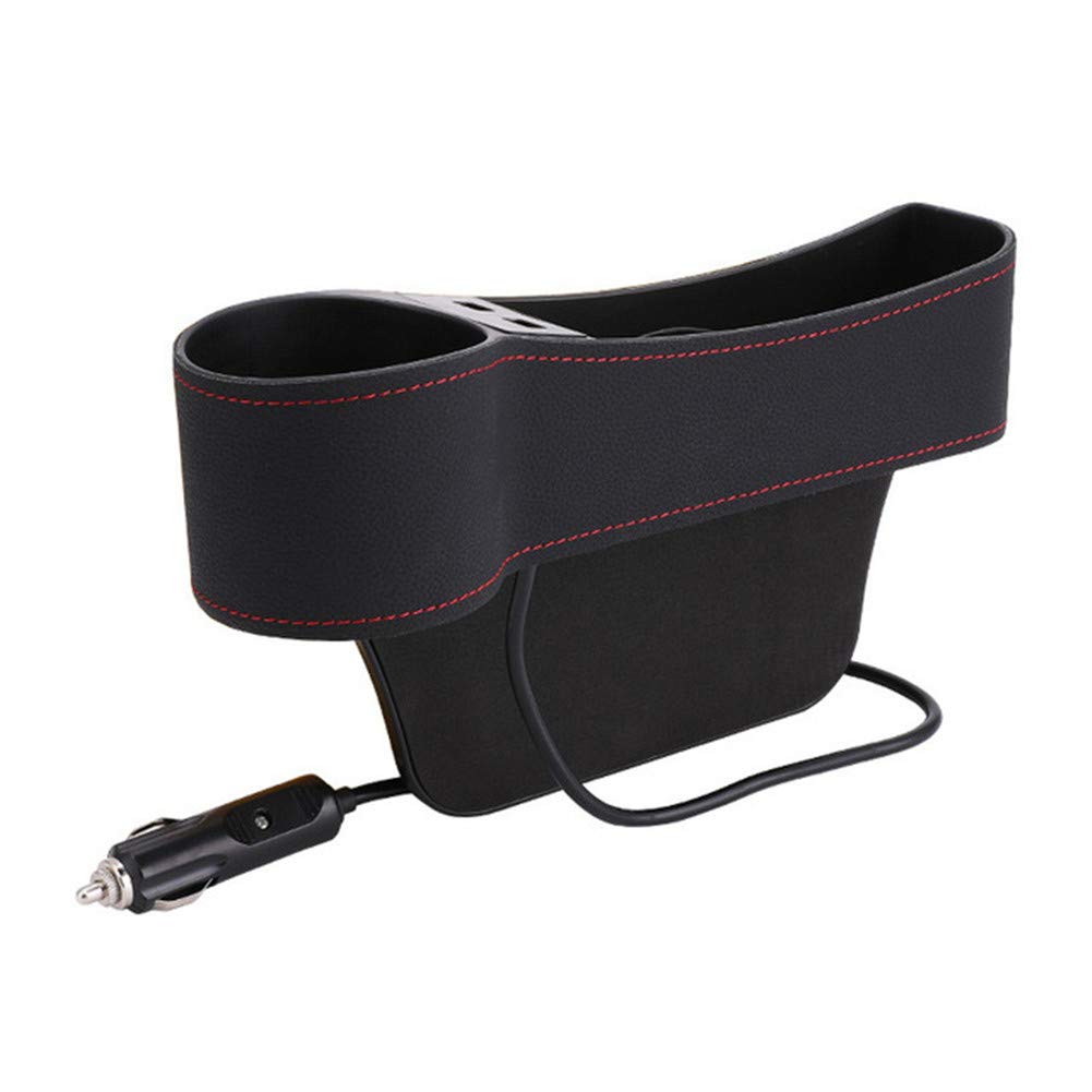 ihreesy Autositz Gap Organizer,PU Leder Autositz Fugendüse Aufbewahrungsbox Becherhalter Universal Auto Seat Gap Organizer mit 2 USB Lade Löchern für Handys Schlüsselkarten,Rot Schwarz Fahrerseite ihreesy Autositz Gap Organizer,PU Leder Autositz Fugendüse Aufbewahrungsbox Becherhalter Universal Auto Seat Gap Organizer mit 2 USB Lade Löchern für Handys Schlüsselkarten,Rot Schwarz Fahrerseite von ihreesy
