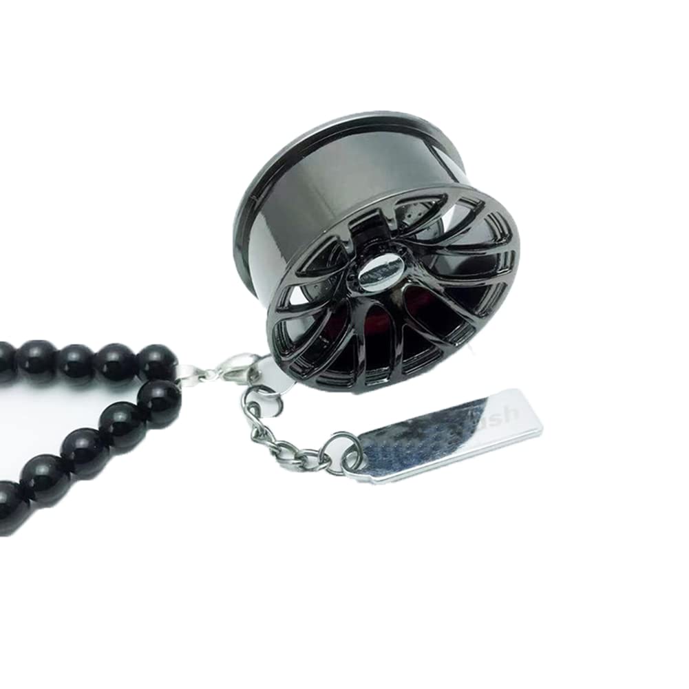 ihreesy Autoverzierung, Auto Radnaben Anhänger Auto Rückspiegel Radnabe Legierung Hängende Anhänger Charm für Auto Rückspiegel Auto Innen Styling Zubehör Charms Ornament,Schwarz von ihreesy