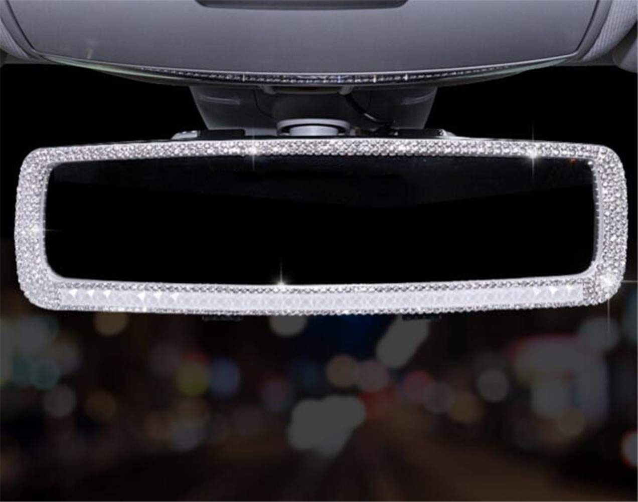 ihreesy Bling Bling Auto Rückspiegel,Glitzer Strass Innenspiegel Clip On Universal Auto Rückspiegel Innenrückspiegel Frontscheibenspiegel Autospiegel Dekorative Zubehör für Damen und Herren,Weiß #A von ihreesy