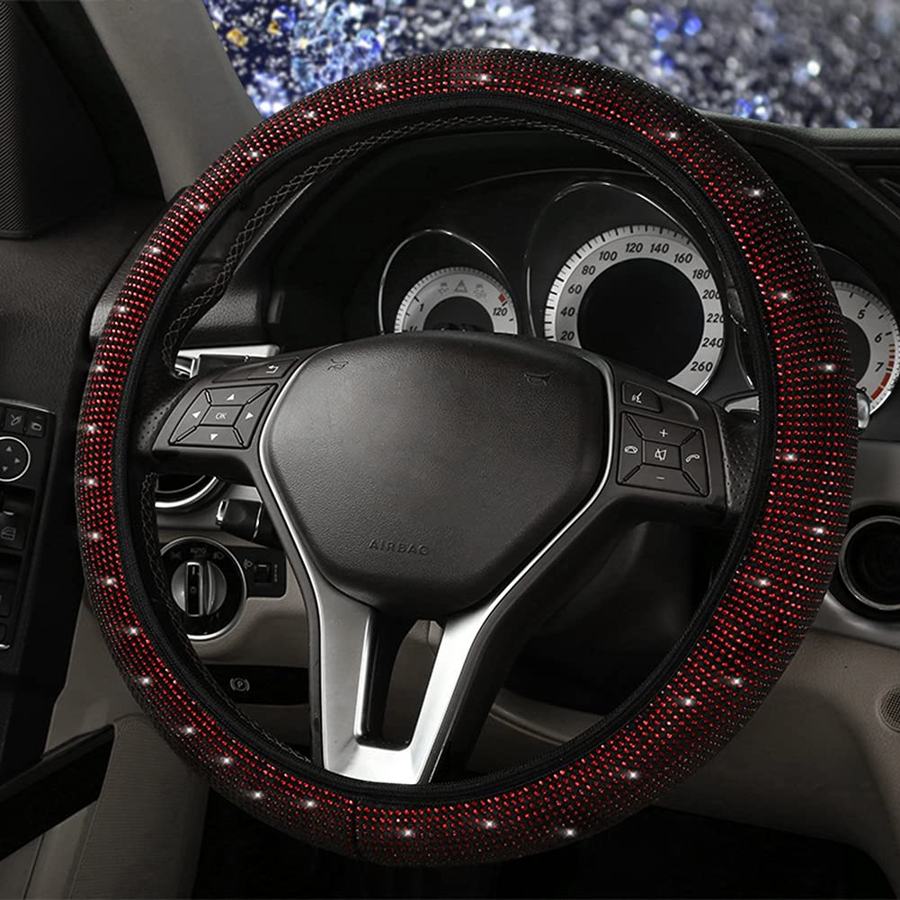 ihreesy Bling Bling Lenkradbezug,15 Zoll / 38cm Glitzer Diamant Kristall Lenkradabdeckung Lenkradschutz Damen Herren Lenkradhülle Universal Anti-Rutsch Samt Lenkradschoner Autozubehör,Rot ihreesy Bling Bling Lenkradbezug,15 Zoll / 38cm Glitzer Diamant Kristall Lenkradabdeckung Lenkradschutz Damen Herren Lenkradhülle Universal Anti-Rutsch Samt Lenkradschoner Autozubehör,Rot von ihreesy