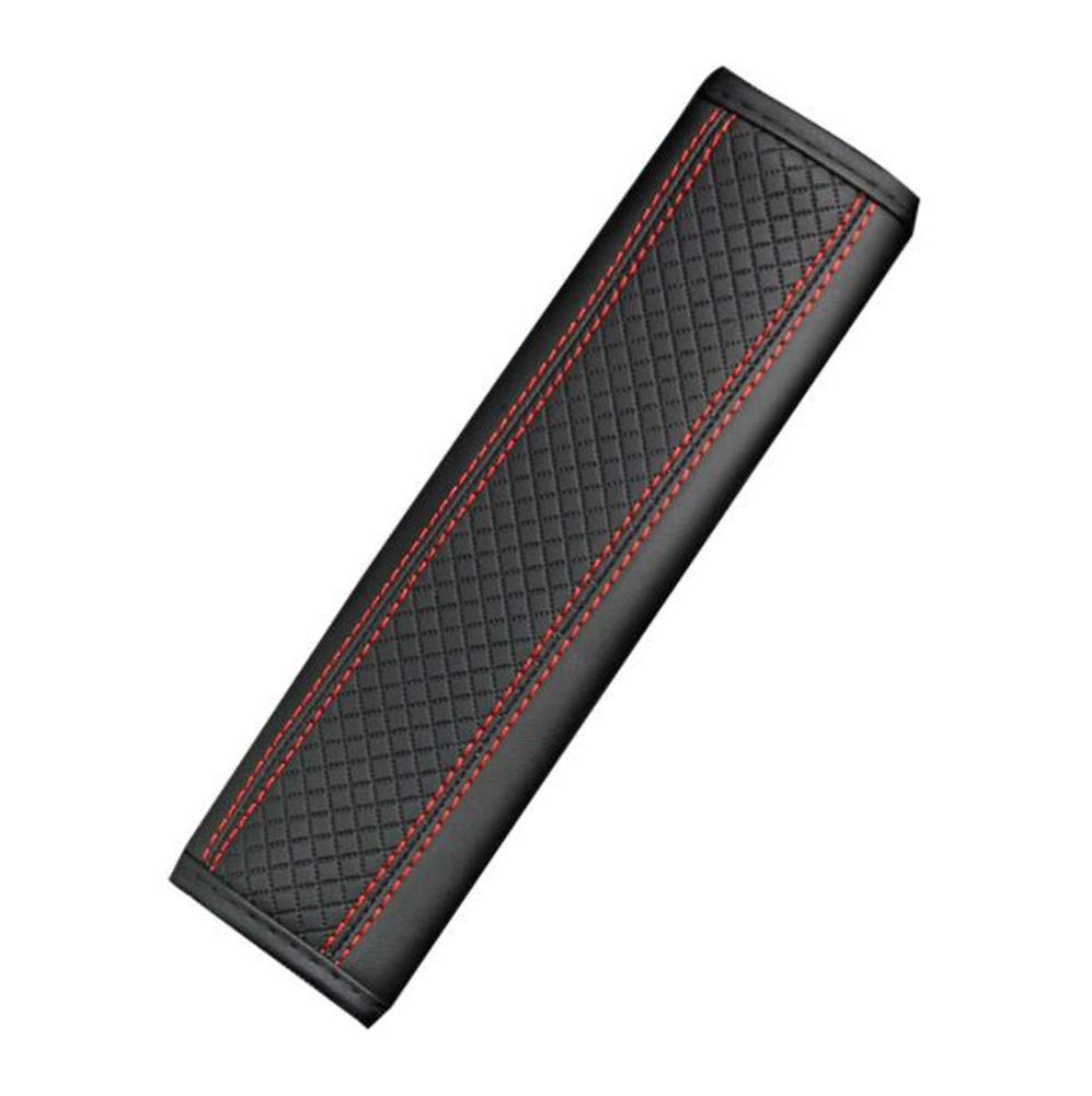 ihreesy Universal Gurtpolster,PU-Leder Auto Schutzkissen Gurtpolster Abdeckung Komfort Gurtschutz Gurtschoner Schulterkissen Schlafkissen, 23cm × 6,5cm Schwarz Rot von ihreesy