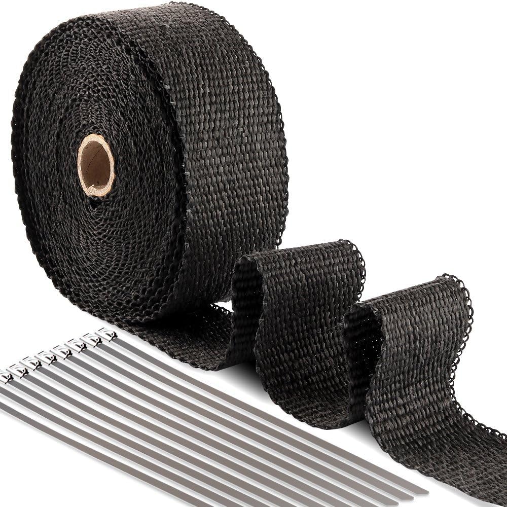ilauke Hitzeschutzband Fiberglas Auspuffband 10M Krümmerband Fächerkrümmer Thermoband Hitzeschutz bis 550°C Auspuff mit Edelstahl Kabelbinder Metallstreifen für Auto Motorrad ilauke Hitzeschutzband Fiberglas Auspuffband 10M Krümmerband Fächerkrümmer Thermoband Hitzeschutz bis 550°C Auspuff mit Edelstahl Kabelbinder Metallstreifen für Auto Motorrad von ilauke