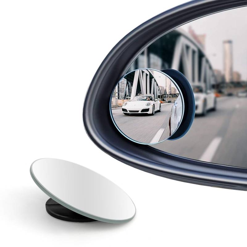Toter Winkel Spiegel Auto Toter-Winkel-Assistent 2 Stück Runder Rahmenloser 360° Drehbarer Convex Spiegel, HD Einstellbar für Auto LKW SUV Blind Spot Zusatzspiegel Außen von imSHHWcs