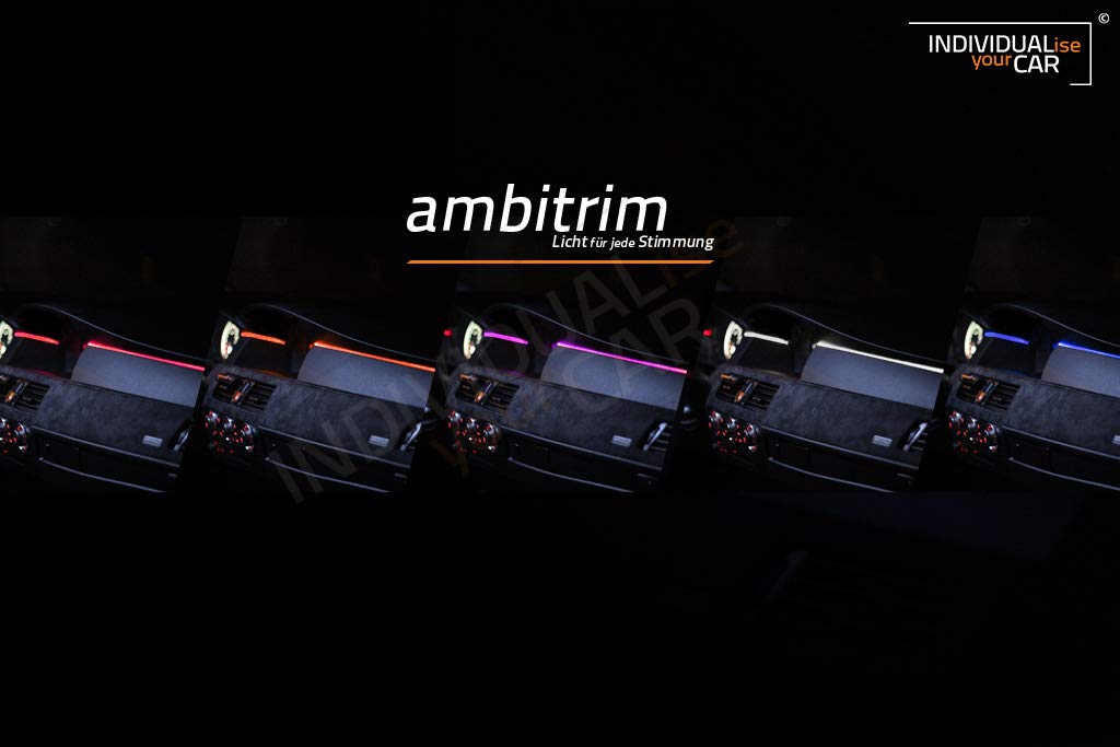 ambitrim® Ambiente Lichtleiste Ambientebeleuchtung (1m Armaturenbrett + 2x1m Türen, Rot) von INDIVIDUALise your CAR