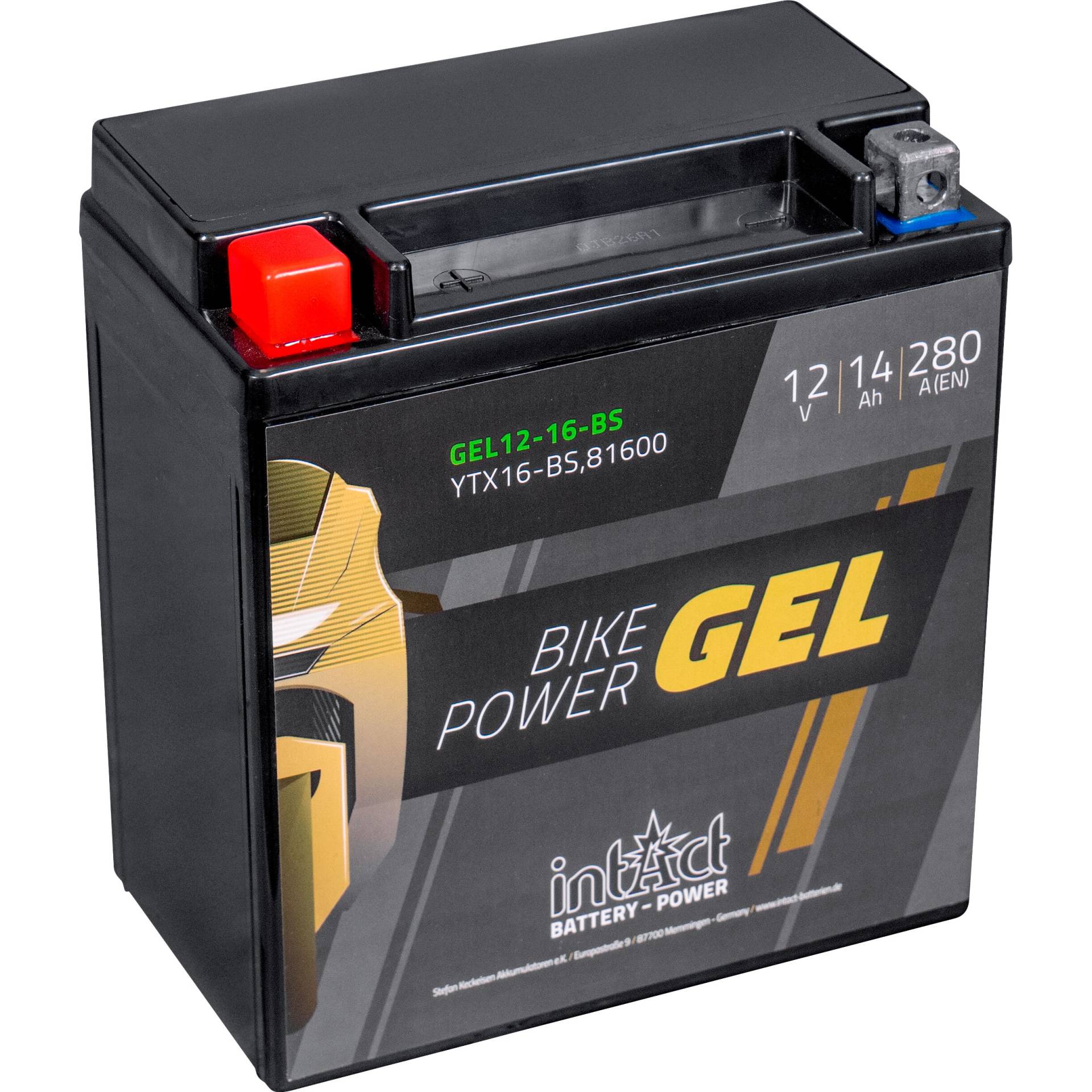 intAct Batterie Bike Power Gel geschlossen TX16-BS  12 Volt, 14Ah von intAct