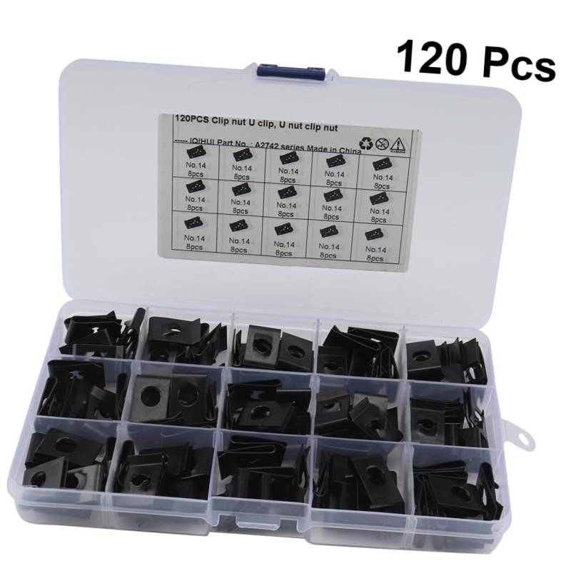 iplusmile 120Stücke U Förmige Manganstahl U Mutter Clips Schwarz für Fahrzeugverkleidung Hochleistungs Befestigungselemente Stoßstangen von iplusmile