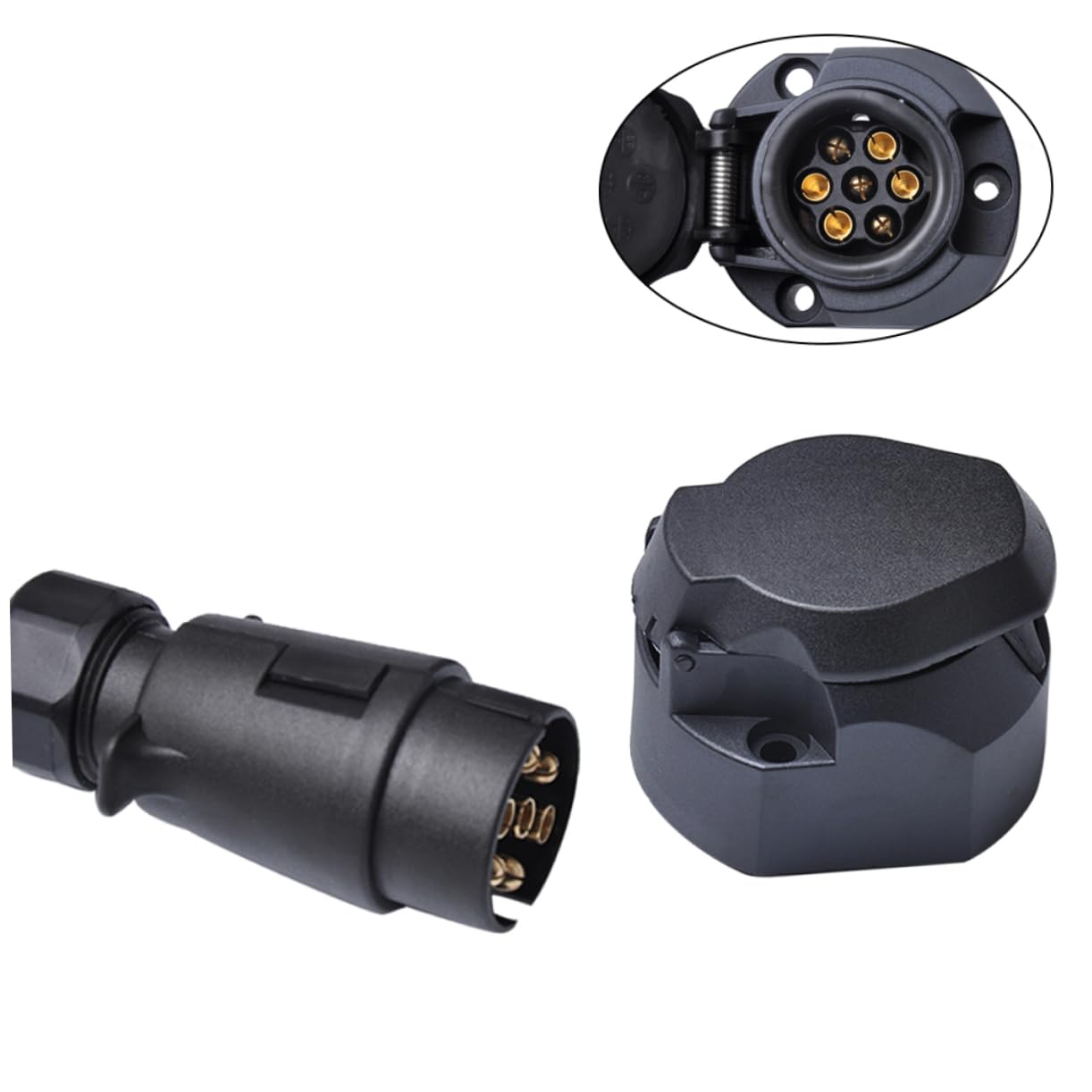 iplusmile 12V Poliger Europäischer Anhängerstecker aus Kunststoff mit Steckdose Selbsterdend für Fahrzeuge nach Europäischem Standard für Anhänger und Wohnwagen von iplusmile