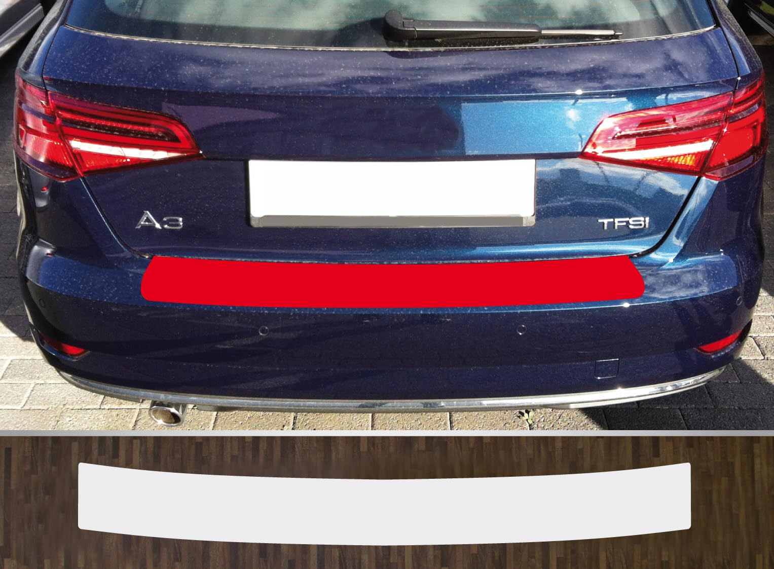 passgenaue Lackschutzfolie für die Ladekante kompatibel mit Audi A3 Sportback ab 2016, Lackschutzfolie Ladekantenschutz transparent von is-tuning