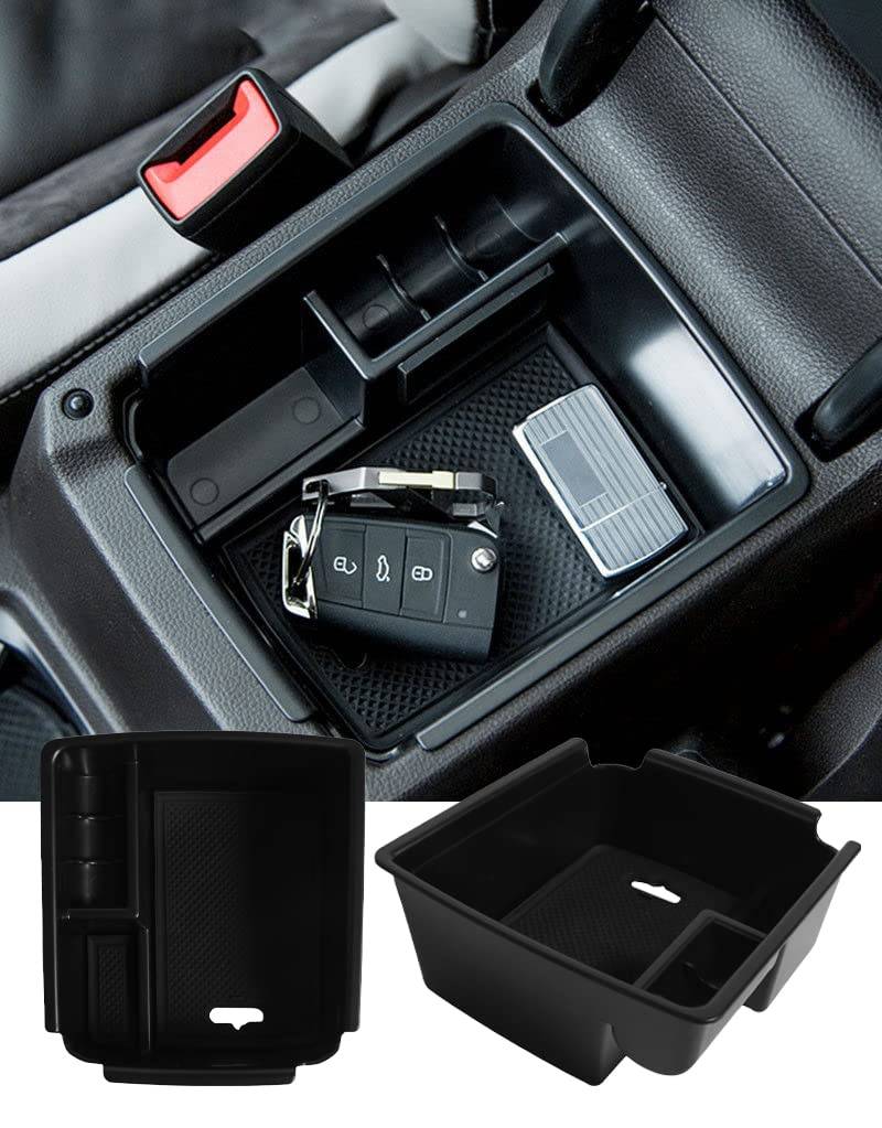 itdegno Aufbewahrungsbox Organizer Halter Mittelkonsole Armlehne Handschuhfach Für Tiguan L/Mk2 2016-2023 / Seat Tarraco 2019-2024 / Tiguan 2 Allspace Facelift Model 2022 2023+neu (Schwarz, ABS) von itdegno