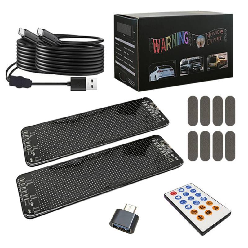 iuscacey Programmierbares LED-Schild, Flexibler LED-Bildschirm für Autos, USB-betriebenes Fahrzeug-Werbedisplay, per APP Bluetooth gesteuertes, anpassbares Schild,348 * 102mm von iuscacey