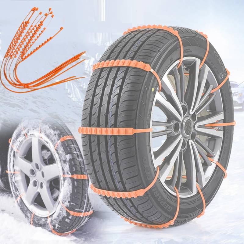 10 Stück Auto Schneeketten, Tragbare Universelle Notfall Anti-Rutsch Autoreifen Nylon Ketten von izosen