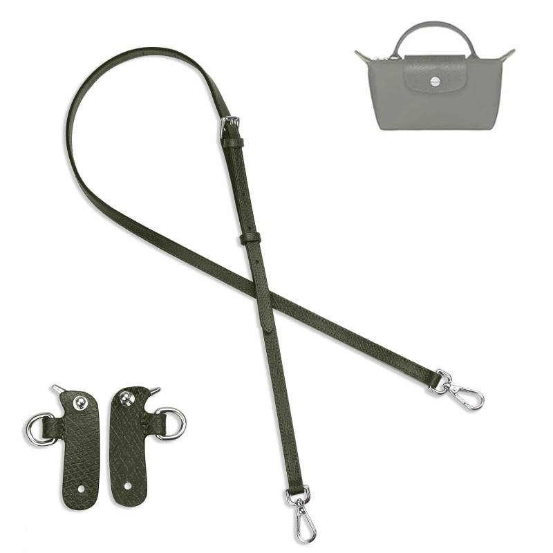 jiesinlov Rindsleder Taschen Riemen Umrüstsatz Ersatz verstellbaren Crossbody Schultergurt für Le Pliage Pouch(MINI Neue-Dunkelgrün) von jiesinlov