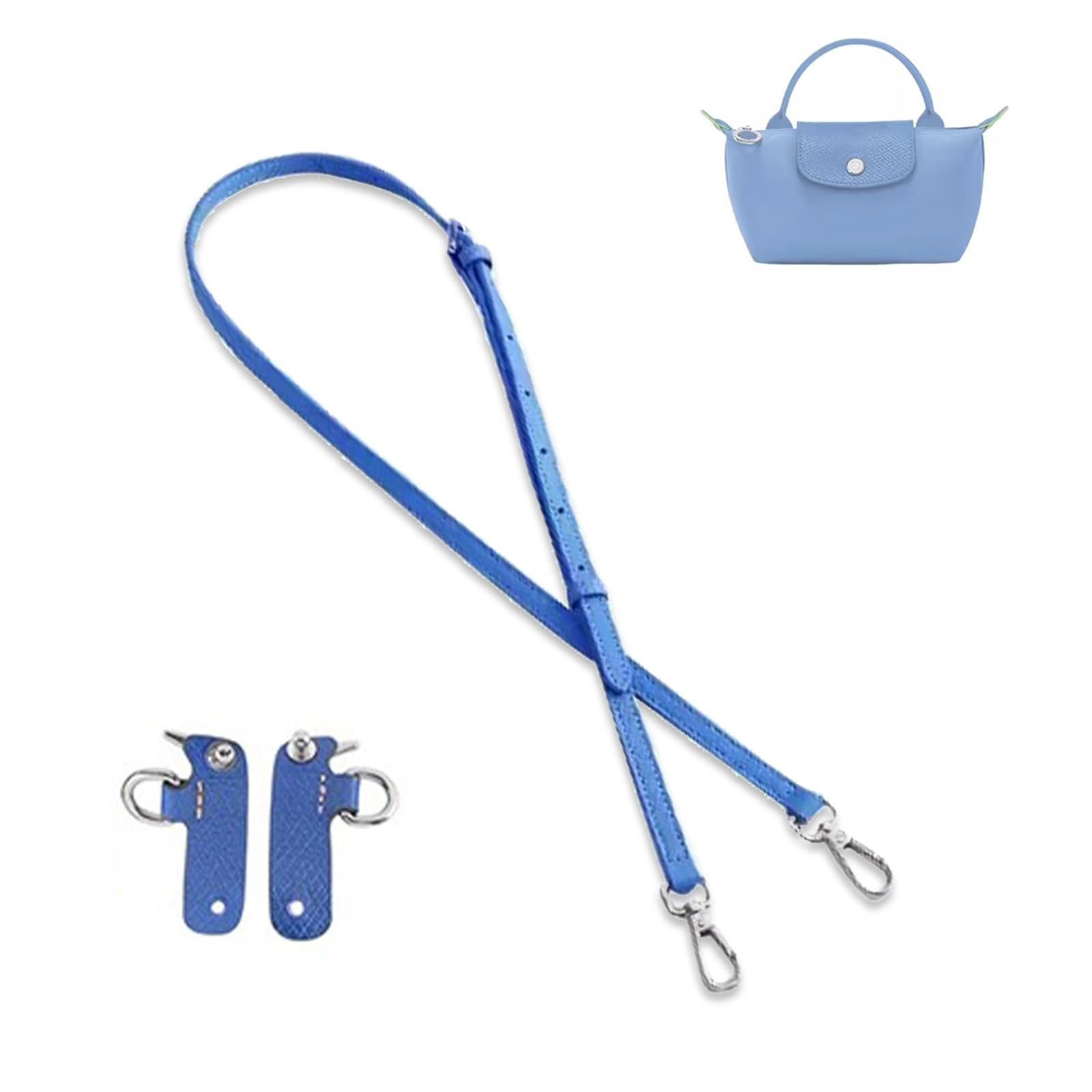 jiesinlov Rindsleder Taschen Riemen Umrüstsatz Ersatz verstellbaren Crossbody Schultergurt für Le Pliage Pouch(MINI Neue-Blau) von jiesinlov