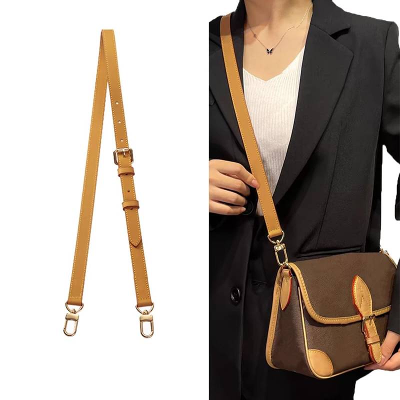 jiesinlov Vachetta Leder Riemen Ersatz verstellbar, Handtasche Schulterriemen Crossbody für Handtasche (Bienenwachs-Einstellbare Länge:100-120cm,Breite:1.8cm) von jiesinlov