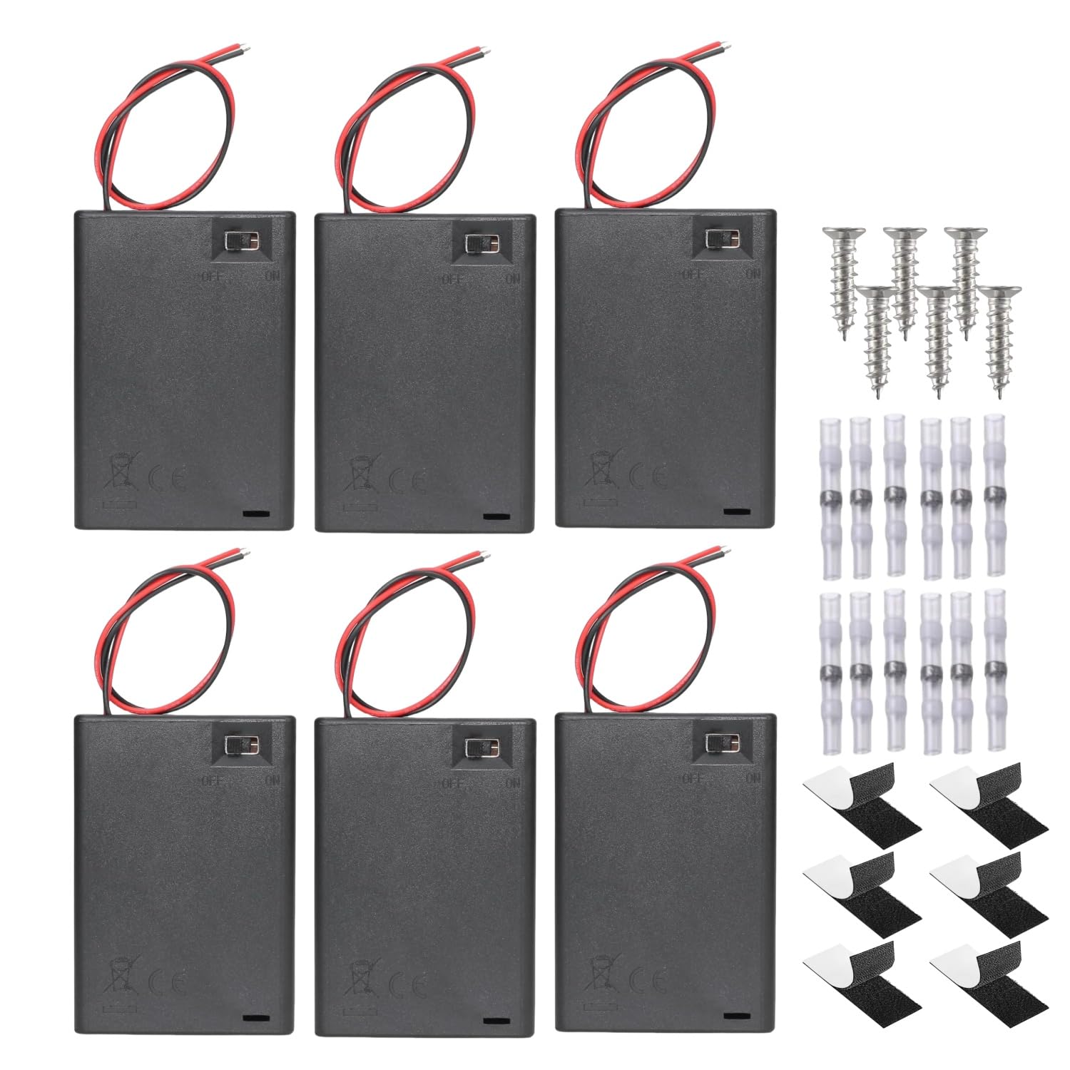 joonnair 6 Stücke DIY Robuster 3x1.5V AA Batteriehalter mit Schalter, 4.5V Kunststoff Batteriehalter Gehäuse mit Abdeckung & Anschlusskabel, inklusive Doppelseitiges Klebeband schrauben Lötverbinder joonnair 6 Stücke DIY Robuster 3x1.5V AA Batteriehalter mit Schalter, 4.5V Kunststoff Batteriehalter Gehäuse mit Abdeckung & Anschlusskabel, inklusive Doppelseitiges Klebeband schrauben Lötverbinder von joonnair