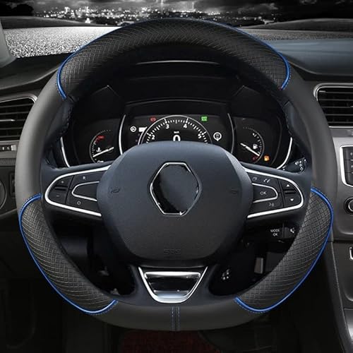 Lenkradhülle Auto Lenkradabdeckung Leder Für Renault Für Scenic Für Clio Für Laguna 2 3 4 5 Für Kangoo Für Fluence Für Megane Lenkradbezug (Farbe : D shape blue) von kalaiyun