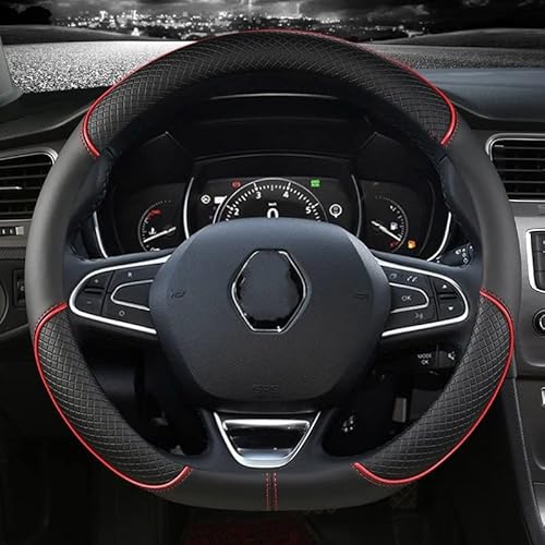 Lenkradhülle Auto Lenkradabdeckung Leder Für Renault Für Scenic Für Clio Für Laguna 2 3 4 5 Für Kangoo Für Fluence Für Megane Lenkradbezug (Farbe : D shape red) von kalaiyun