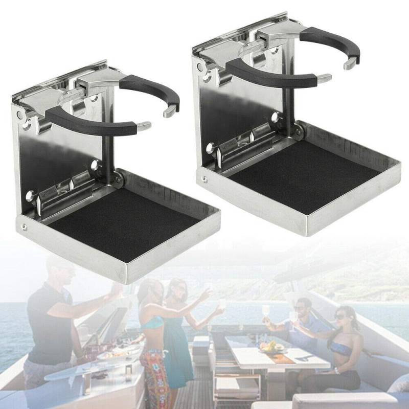 Getränkehalter, 2X Edelstahl Becherhalter 55-75mm Klappbar Dosenhalter Flaschenhalter Trinkhalter für Marine Boot Wohnwagen Auto von kangten