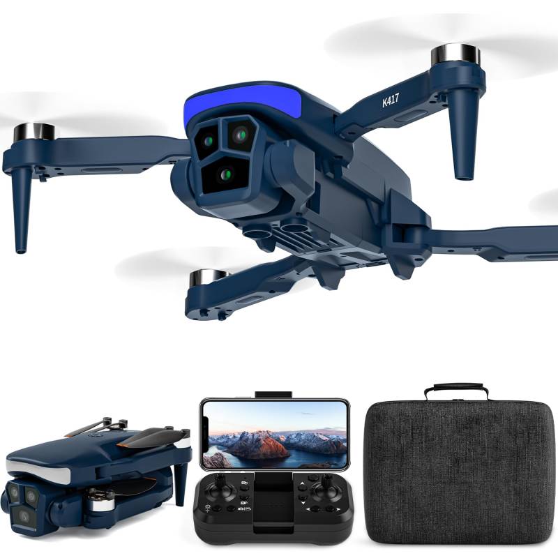 Drohne mit LED Blau Lampe, Bürstenloser Motor Drohne mit HD 1080P Kamera Drohne für Anfänger,Mini RC Quadrocopter mit FPV 5GHZ WiFi Übertragung, 3D Flip,Höhenhaltung,Modulare Batterie von karuisrc