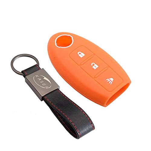 KASER Cover Autoschlüssel Silikon Hülle kompatibel für Nissan Qashqai Juke X-Trail Murano Micra 3 Tasten Schlüsselanhänger Schutzhülle für Fernbedienung Keyless (Orange) von Kaser