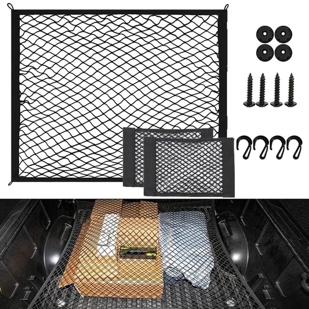Kofferraumnetz Auto, Kofferraumnetz Gepäcknetz Auto Netz, Gepäcknetz Erstreckt Sich auf 140x100cm, Aufbewahrung Netz für Kofferraum Autodach+2 Organizer Netztasche+4 ABS Haken, Elastischer Kofferraum Kofferraumnetz Auto, Kofferraumnetz Gepäcknetz Auto Netz, Gepäcknetz Erstreckt Sich auf 140x100cm, Aufbewahrung Netz für Kofferraum Autodach+2 Organizer Netztasche+4 ABS Haken, Elastischer Kofferraum von katmerio