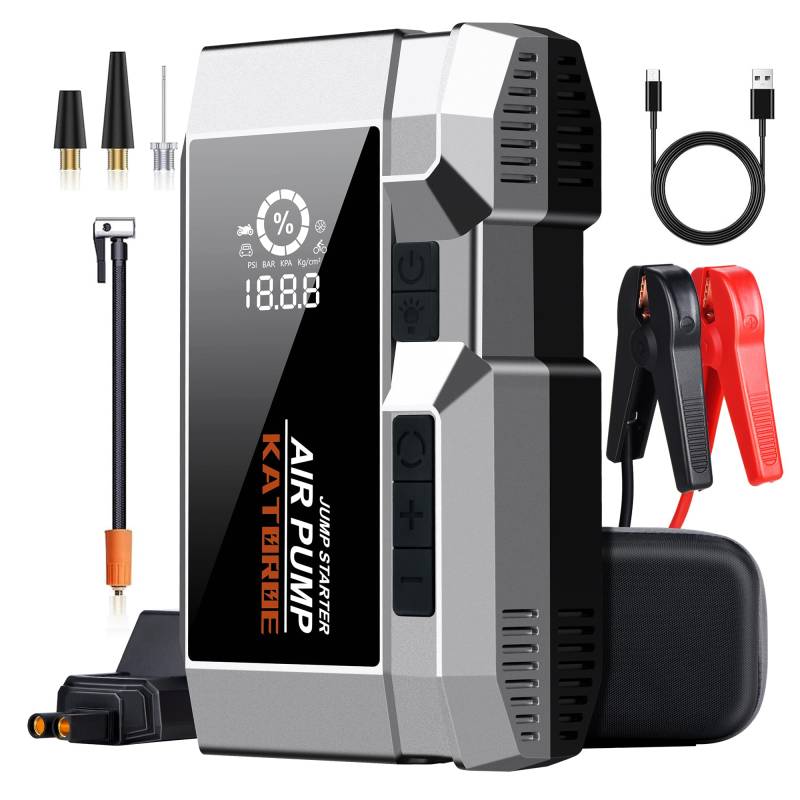 Auto Starthilfe Powerbank, 4000A Spitze Starthilfe, Supersafe 12V Booster Auto Starthilfe, Tragbare Auto Starthilfe mid Intelligentes Starthilfekabel (Jump Starter-Q17) von katoroe