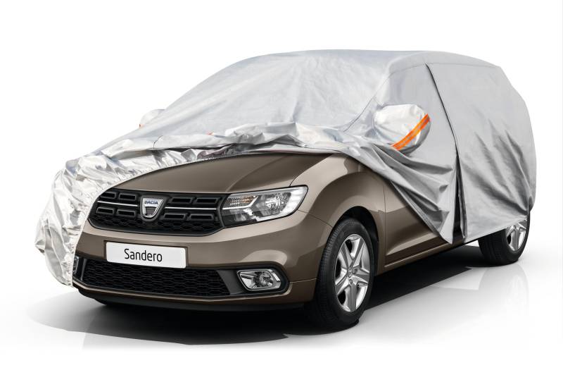 Kayme Autoplane Wasserdicht Atmungsaktiv für Dacia Sandero (2008-2024), 6 Schichten Vollgarage Autoabdeckung für Regen Sonne Staub Schutz Verkratzt, Autoabdeckung mit Reflektierenden Streifen. von kayme