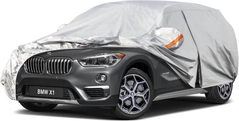 Kayme Autoplane Wasserdicht Atmungsaktiv Passend für 2009-2024 BMW X1, 6 Schichten Vollgarage Autoabdeckung für Sonne Staub Schutz, Auto Abdeckplane Abdeckung. von kayme