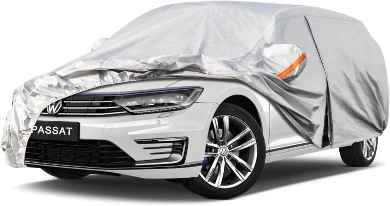 Kayme Autoplane Wasserdicht Atmungsaktiv für VW Passat Variant (1980-2024), 6 Schichten Vollgarage Autoabdeckung für Regen Sonne Staub Schutz Verkratzt, Autoabdeckung mit Reflektierenden Streifen. von kayme