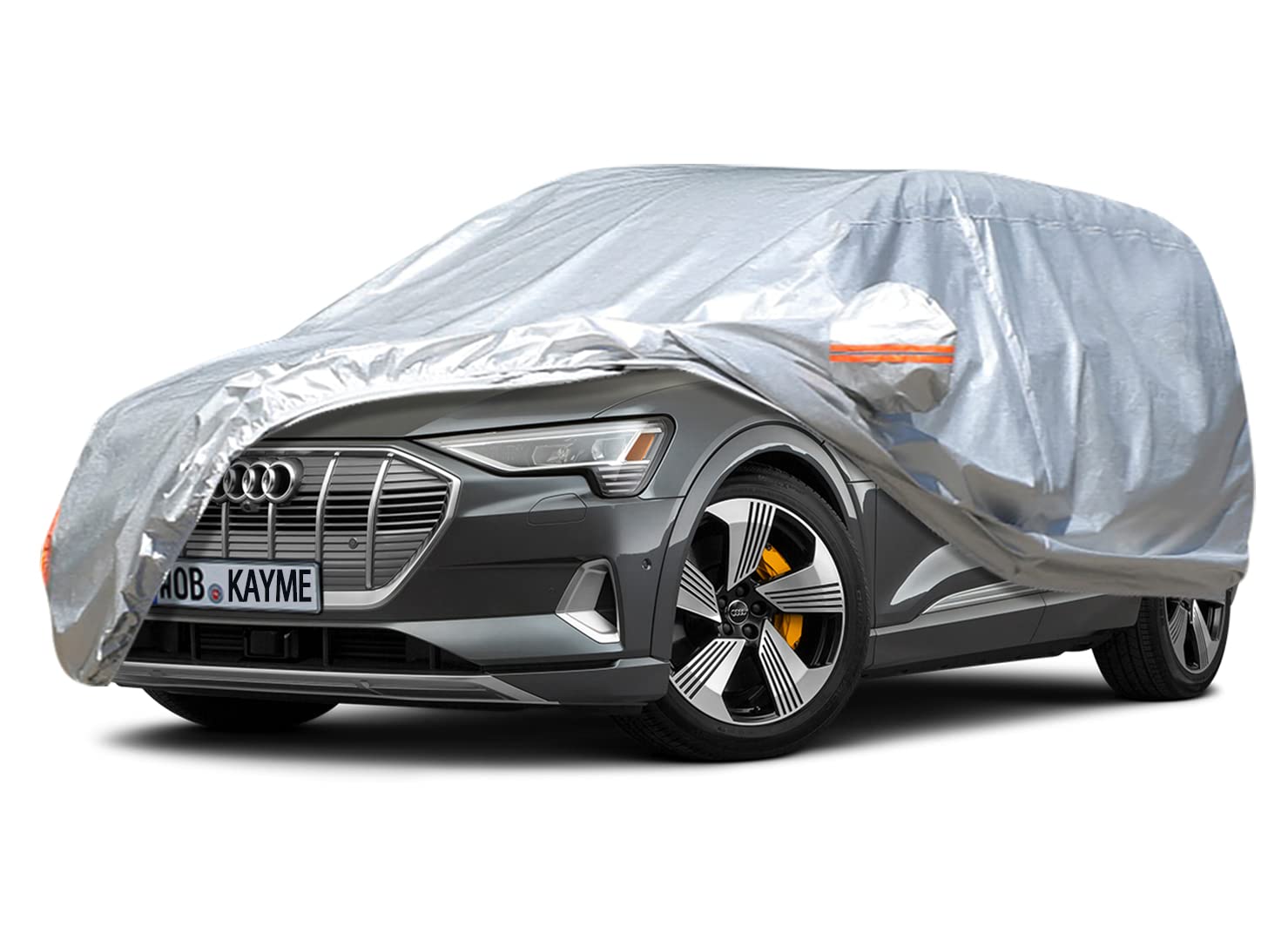 kayme 6 Schichten Autoabdeckung Wasserdicht Atmungsaktiv Passend für Audi e-Tron (2020-2024), Vollgarage Autoplane für Regen Sonne Staub Schutz mit Baumwollfutter Frostschutz.(3-7 Tage liefern) von kayme