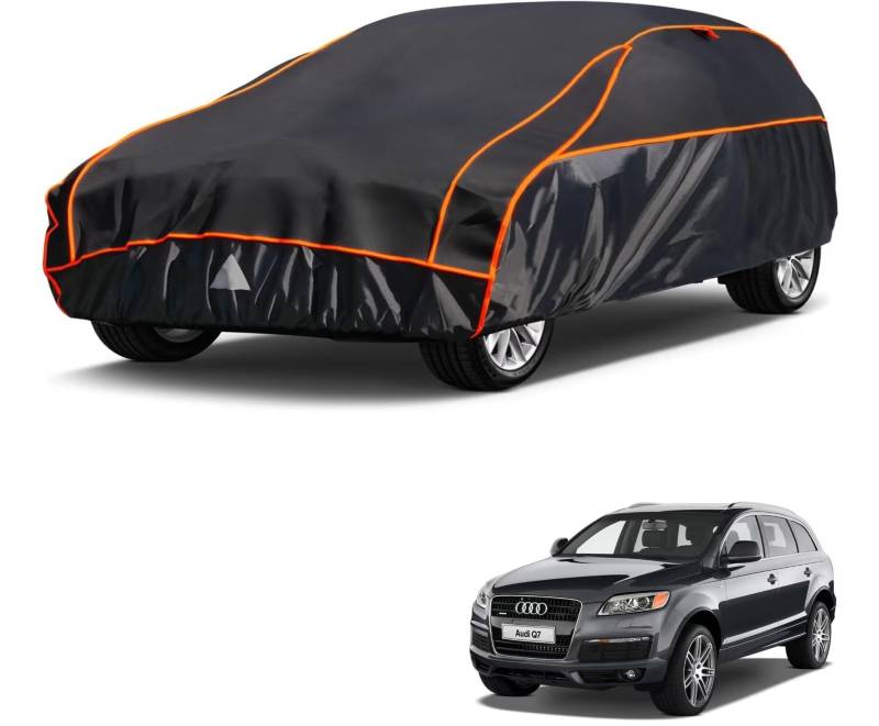kayme Hagelschutzplane Auto Autoabdeckung Wasserdicht Atmungsaktiv，Hagelschutz Vollgarage Passend für Audi Q7（2005-2024）, Hagelschutzgarage Abdeckplane für Hagel Sonne Regen Schutz, Schwarz von kayme