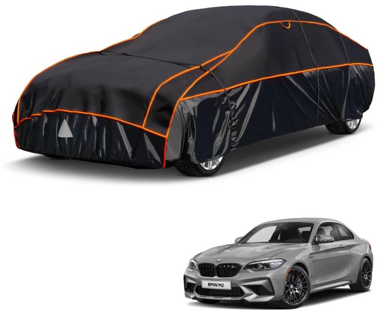 kayme Hagelschutzplane Auto Autoabdeckung Wasserdicht Atmungsaktiv，Hagelschutz Vollgarage Passend für BMW M2（2014-2024, Hagelschutzgarage Abdeckplane für Hagel Sonne Regen Schutz, Schwarz von kayme