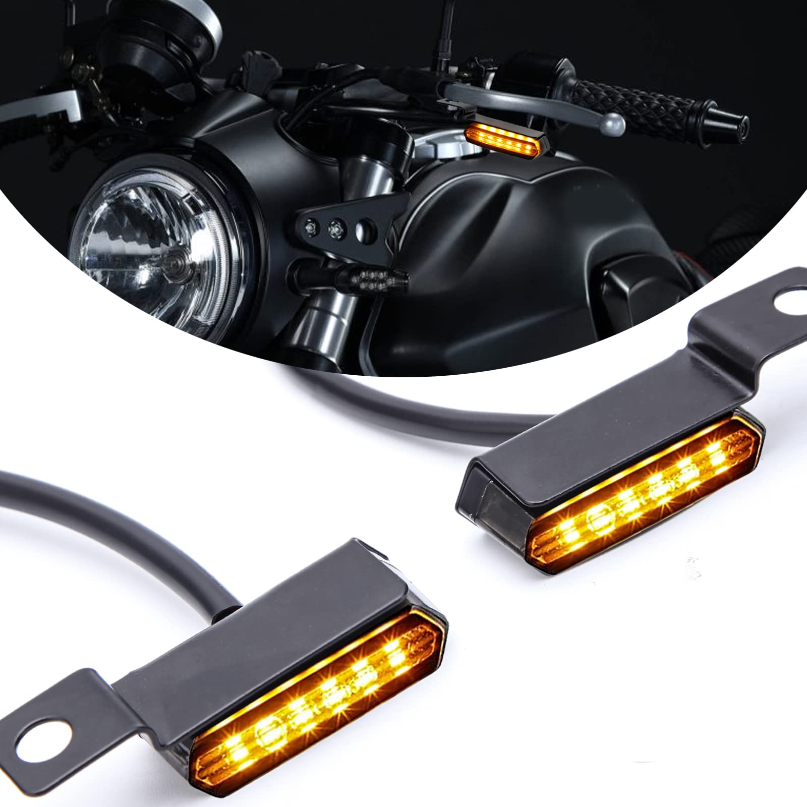 Universal Motorrad LED Blinker, E Geprüft Mini Flowing Blinker Blinklicht Bremskupplungshebel Blinker Für Cafe Racer Street Bike Dirt Bike Cruiser ATV. von keepdsgn