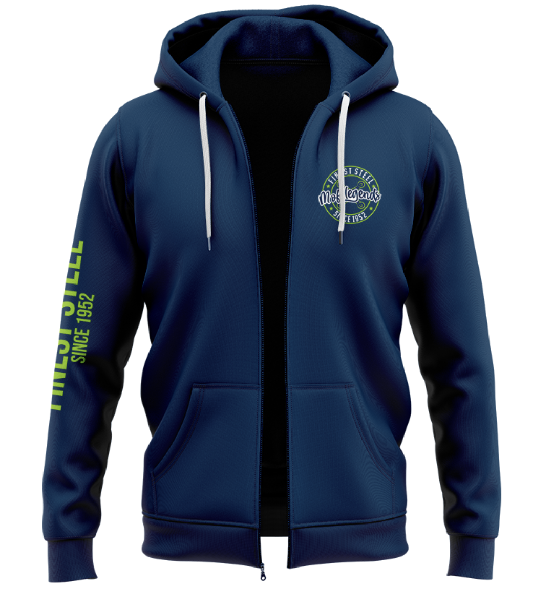 Herren ZIP Hoodie Navy Blau mit Mofalegends Bestickung Grün Herren ZIP Hoodie Navy Blau mit Mofalegends Bestickung Grün von kein Hersteller