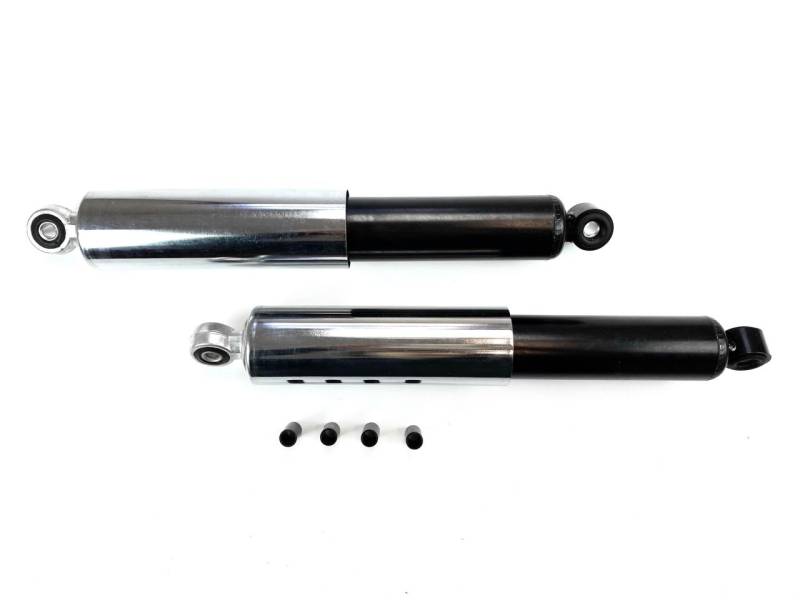 Hülsen Stoßdämpfer schwarz / chrom "extra dick" Federbeine 340mm Mofa Moped von kein Hersteller