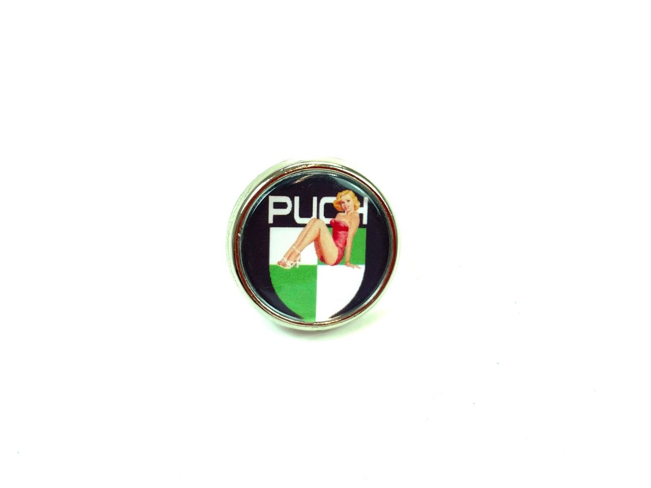 Puch Button Pin / Anstecknadel mit Logo und Pinup von kein Hersteller