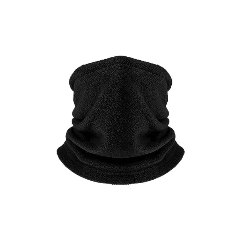 keynoyin Multifunktionaler Schal aus Fleece, warm, einfarbig, kältebeständig, Schwarz von keynoyin