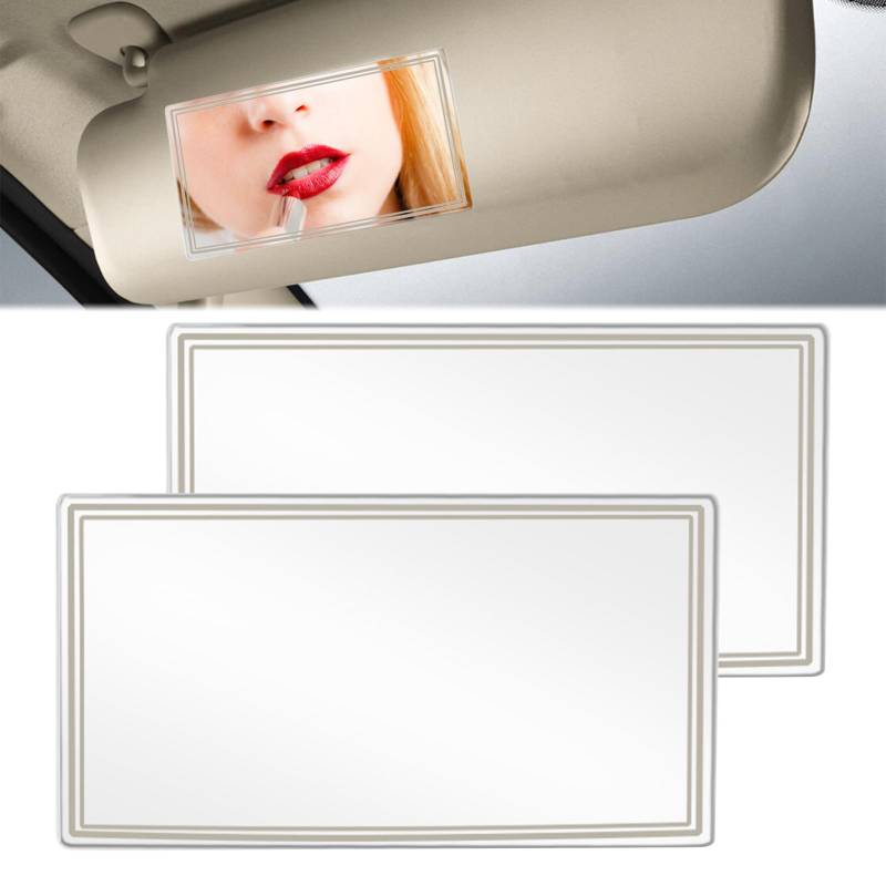 keyxer 2 PCS Auto Kosmetikspiegel Sonnenblende Spiegel, Selbstklebender Schminkspiegel, Tragbarer Sonnenschutz, Auto-Visier Sitzrücken Für Sonnenblende 15 * 8cm von keyxer