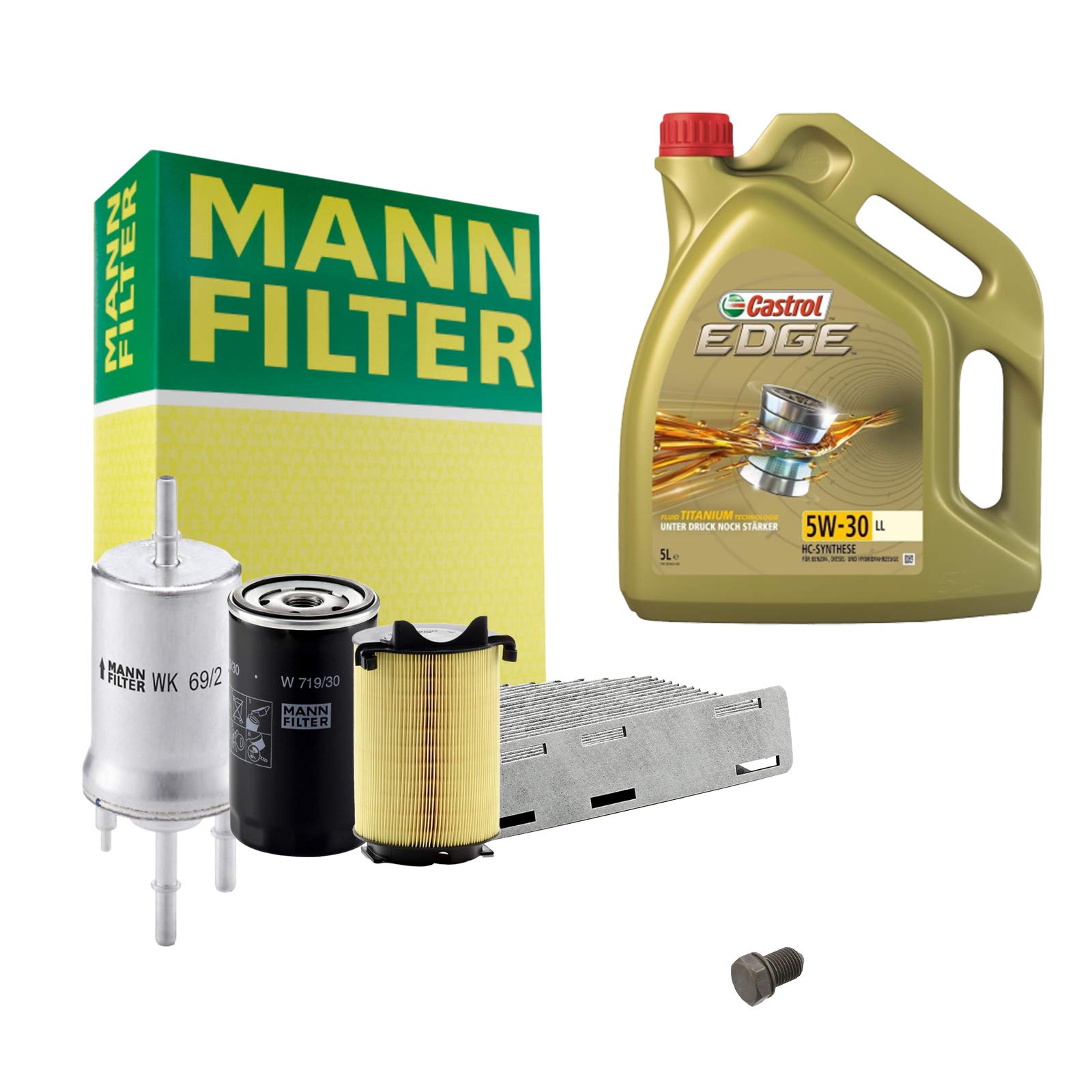 Inspektionspaket MANN-FILTER + 5L Castrol Edge 5W30 Filterset Service-Set SET P-H-05-00018 Service/Wartung von kfzteile24