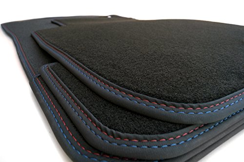 Fußmatten für BMW X1 E84 xDrive Velours Premium Automatten Matten Tuning M-Edition Doppelnaht Rot Blau 4-teilig von kh Teile